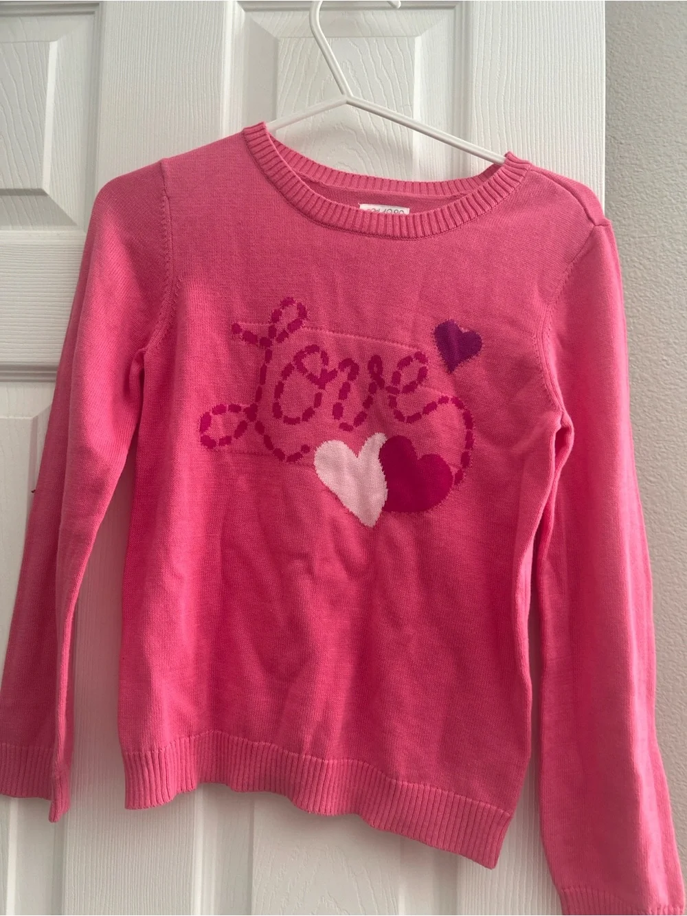The Children's Place Bright Pink 'Love' Heart Knit Sweater